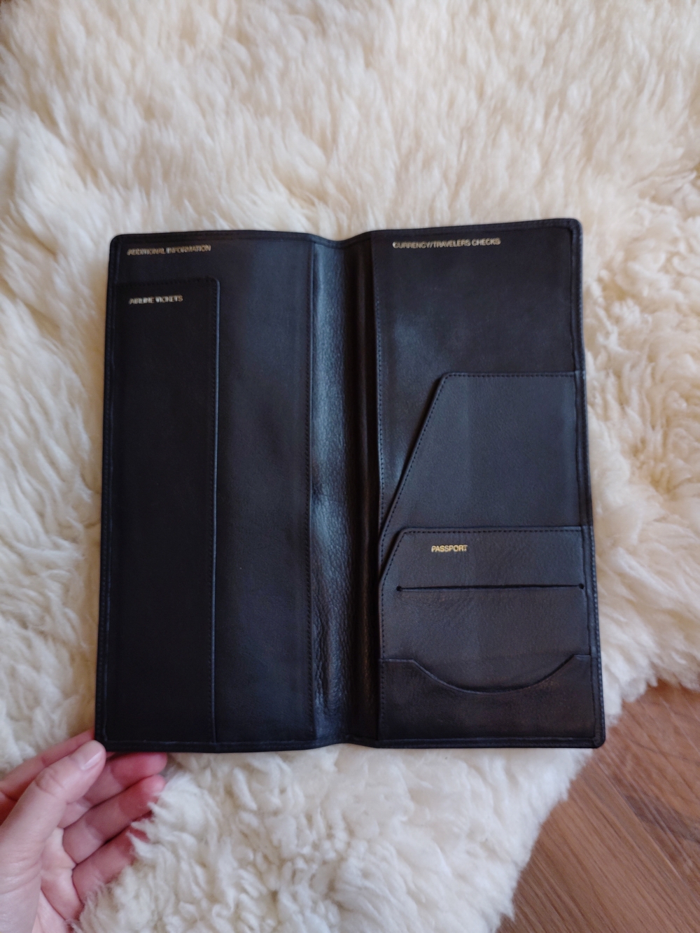 Black Leather Passport and Travel Wallet